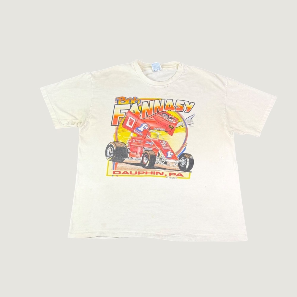 Vintage Hanes Beefy-T Bob Fannasy Sprint Car Racing Tee Dauphin PA XL 90s